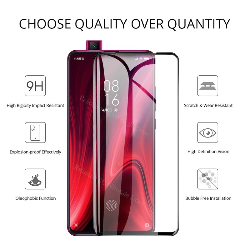 Kính cường lực bảo vệ toàn màn hình hiệu quả cho Xiaomi Redmi Note 10 9 9s 9 Pro Max