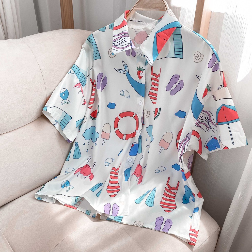 Áo sơ mi tay ngắn cổ bẻ in họa tiết 3800 ulzzang thời trang Fmstyle Saigon 21SU01A961315 | BigBuy360 - bigbuy360.vn