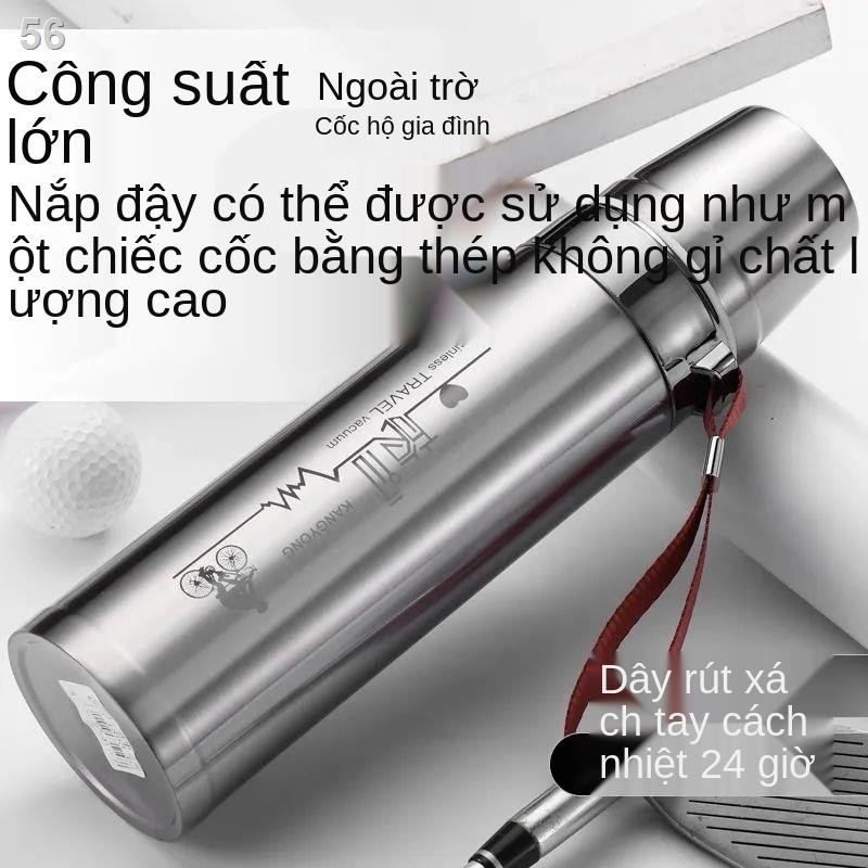 Cốc cách nhiệt nam nữ học sinh loại lớn ép inox 304 nắp kép có thể uống nước di động ngoài trờiLZ