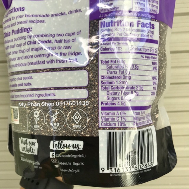 Hạt Chia Úc Organic Chia Seeds 1kg