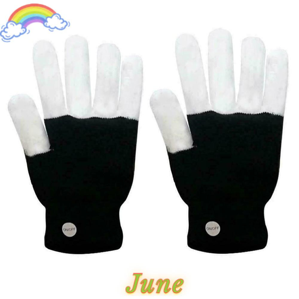 JUNE 1 Pair Adult LED Gloves Boys Girls Kids Toys Light Up Mittens Party Gloves Christmas Fashion Funny Halloween Trick Gift