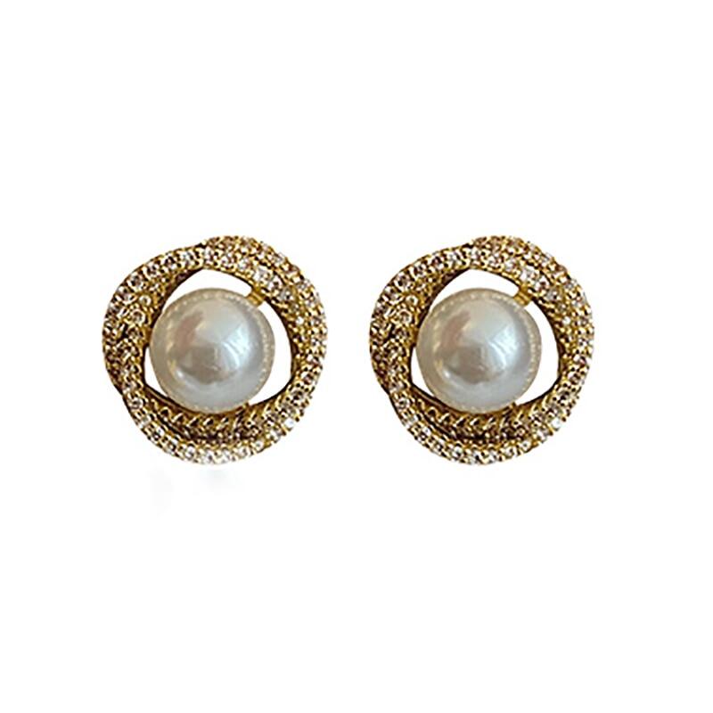 Khuyên Tai Hình Học Đính Ngọc Trai Nhân Tạo Sang Trọng Thời Trang Cho Nữ