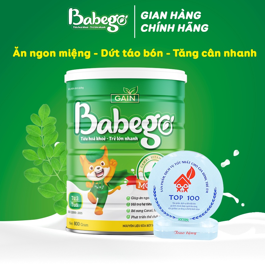 Sữa mát tăng cân, cải thiện biếng ăn, táo bón Babego 3 tuổi trở lên 800g