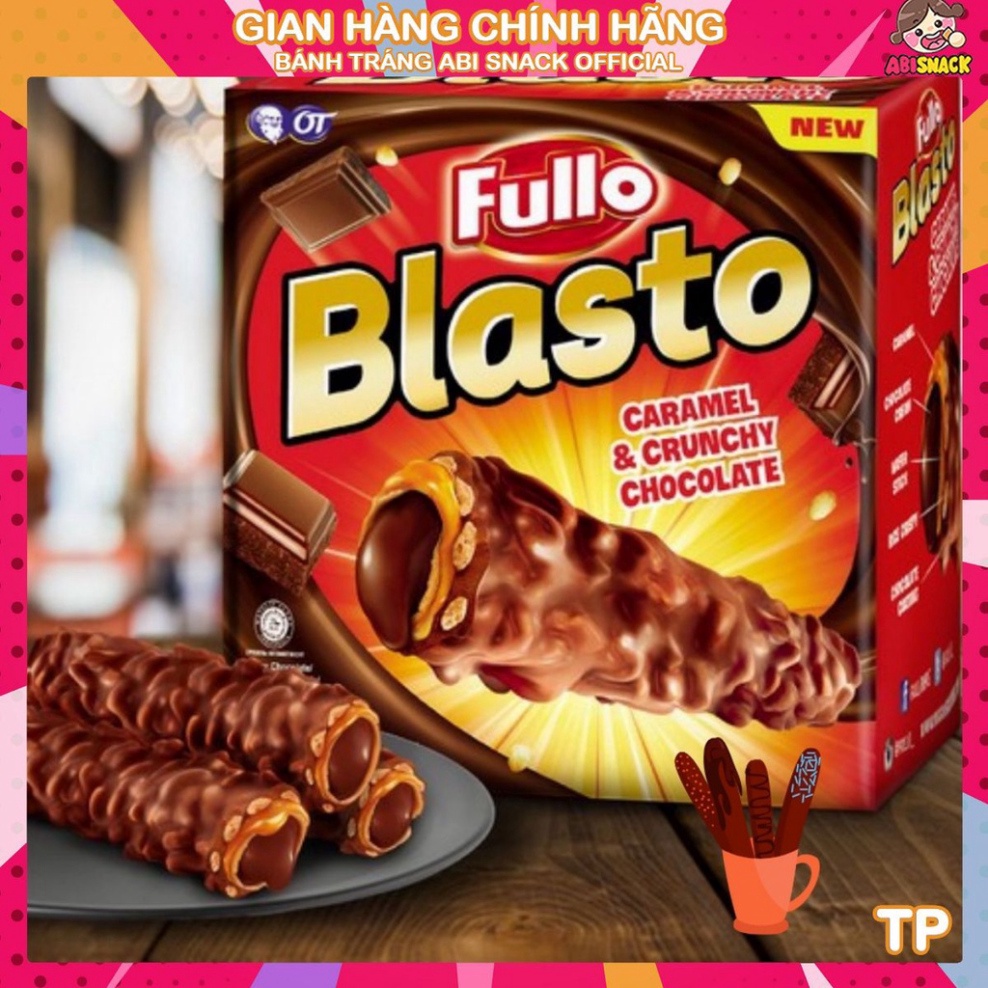 Bánh xốp ống socola 5 lớp giòn Fullo Blasto-Hàng nhập Indonesia-cây 18g