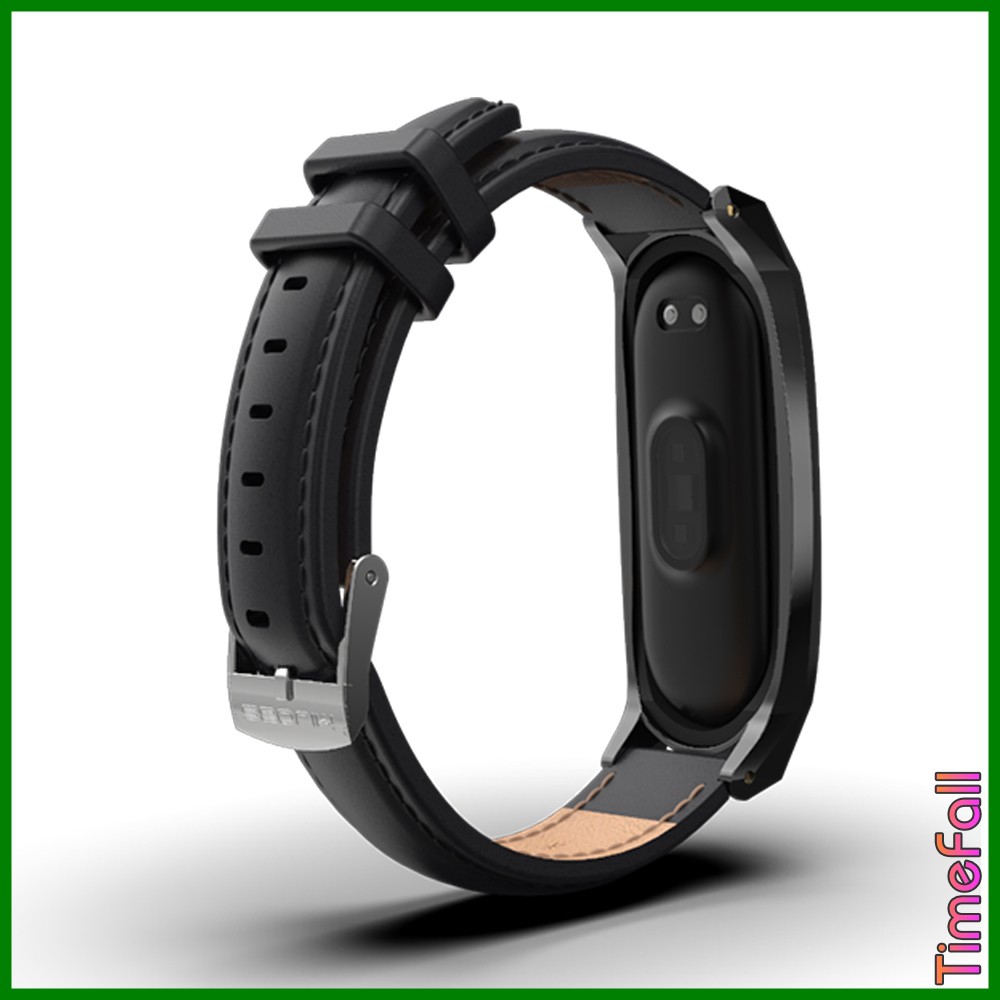 Dây đeo da bò viền nhọn GT Miband 4, MIBAND 3 chính hãng MIJOBS, dây đeo thay thế mi band 4, MI BAND 3 da bò GT MIJOBS