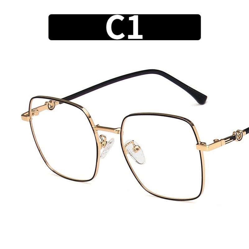 Mắt Kính Gọng Kim Loại Tròng Vuông Chống Ánh Sáng Xanh Thời Trang Hàn Quốc Cho Nữ