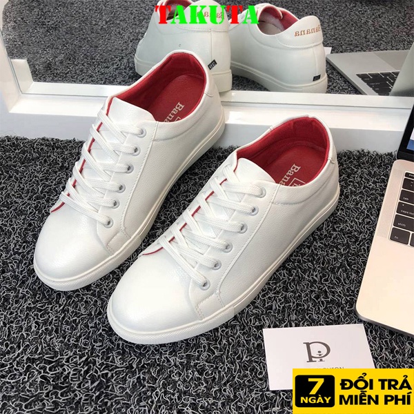 Giày Sneaker Nam thể thao màu trắng cổ cao cho học sinh phong cách Hàn Quốc TAKUTA mã RDT