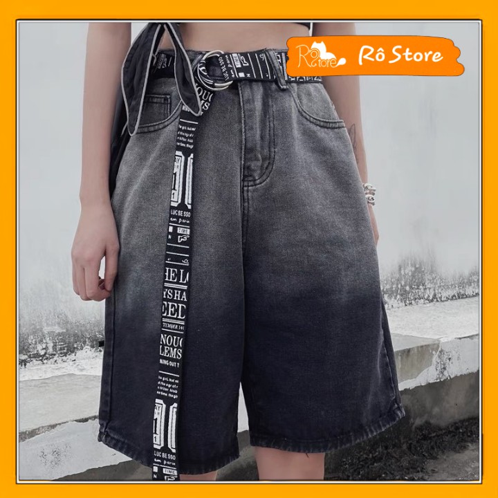 Quần Short Jean Unisex Nam Nữ Ống Rộng, Quần Short Bò Loang 2 Màu Phong Cách Hàn Quốc Cho Cả Nam Và Nữ RÔ STORE QS12