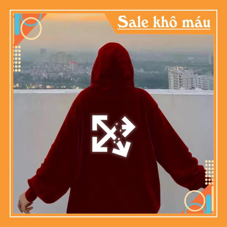 Unisex siêu đẹp Áo Khoác Nỉ Hoodie Phản Quang Off White PQ35KN