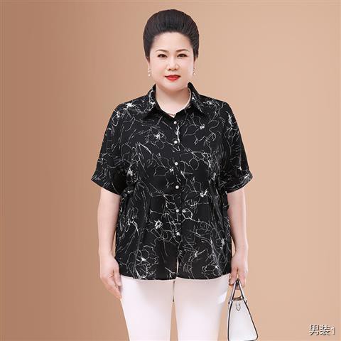 Các bà mẹ béo trung niên và cao tuổi Áo sơ mi voan ngắn tay kiểu phương Tây cho 40 plus size bầu mùa hè mới