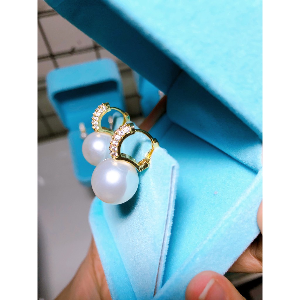 Bông tai ngọc trai nhân tạo 14mm, khóa chốt mạ bạc 925, mạ vàng 10k, thiết kế mới của năm 2021