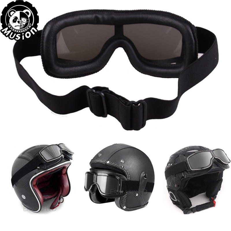 Kính bảo hộ goggle MUSION da giả chống bụi bẩn chống trầy xước phong cách cổ điển thời trang dành cho cả nam và nữ