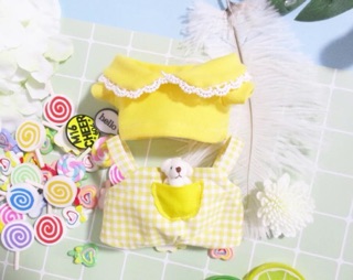 Set áo + yếm + gấu cho doll 20cm