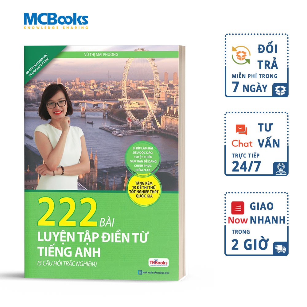 Sách 222 bài luyện tập điền từ tiếng Anh (5 câu hỏi trắc nghiệm) MCBooks