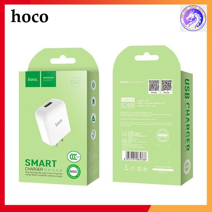 Củ sạc Hoco C49 - củ sạc nhanh 2A chính hãng