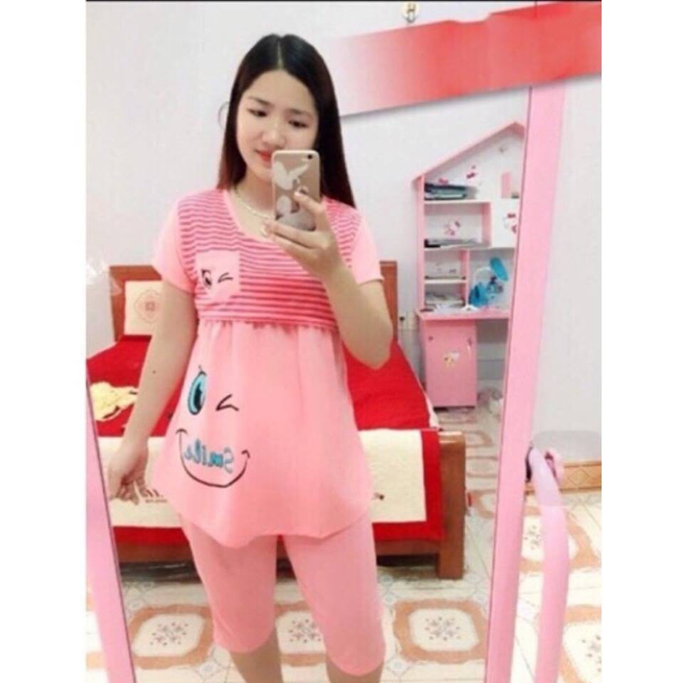 Bộ bầu lửng, cho con bú chất cotton, hàng cao cấp