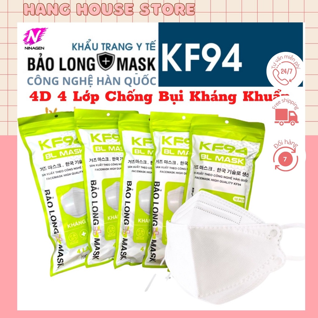 Khẩu trang cá kháng khuẩn 4D KF94 ôm sát mặt lọc bụi công nghệ Hàn Quốc 4 Lớp-khẩu trang 3D-NinaGen