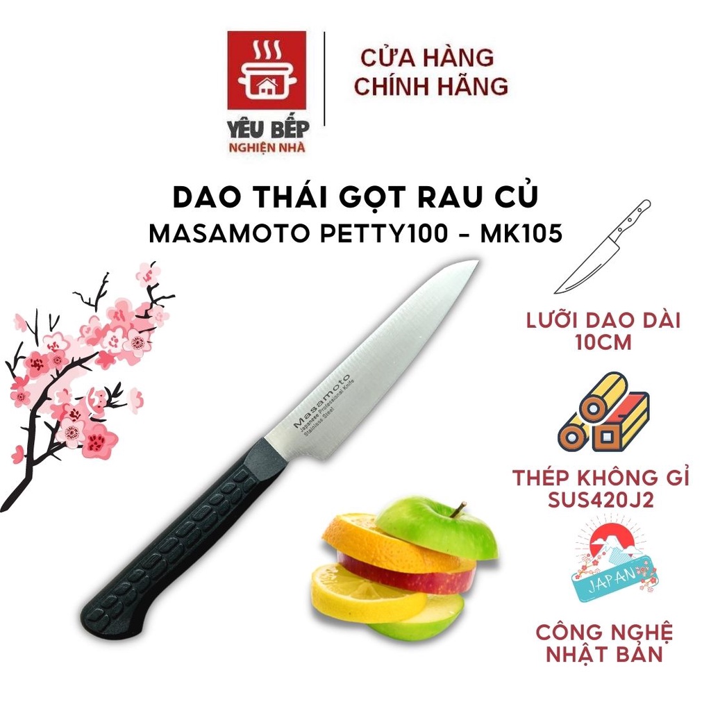 Dao xuất Nhật Masamoto thái gọt rau củ, hoa quả siêu sắc đa năng Petty100 - MK105