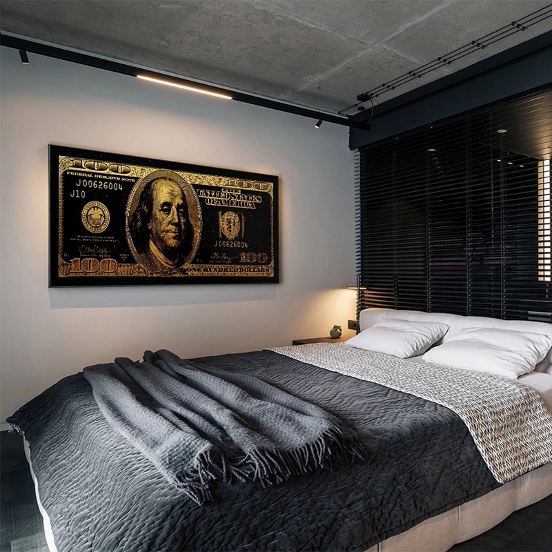 Tranh Treo Tường Hình Tờ Tiền 100 Đô La Trang Trí Nội Thất