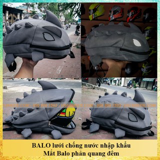 [GIÁ SỈ] Balo KHỦNG LONG màu xám cao cấp vải LƯỚI PHẢN QUANG mắt đi học, đi du lịch, đi chơi siêu dễ thương