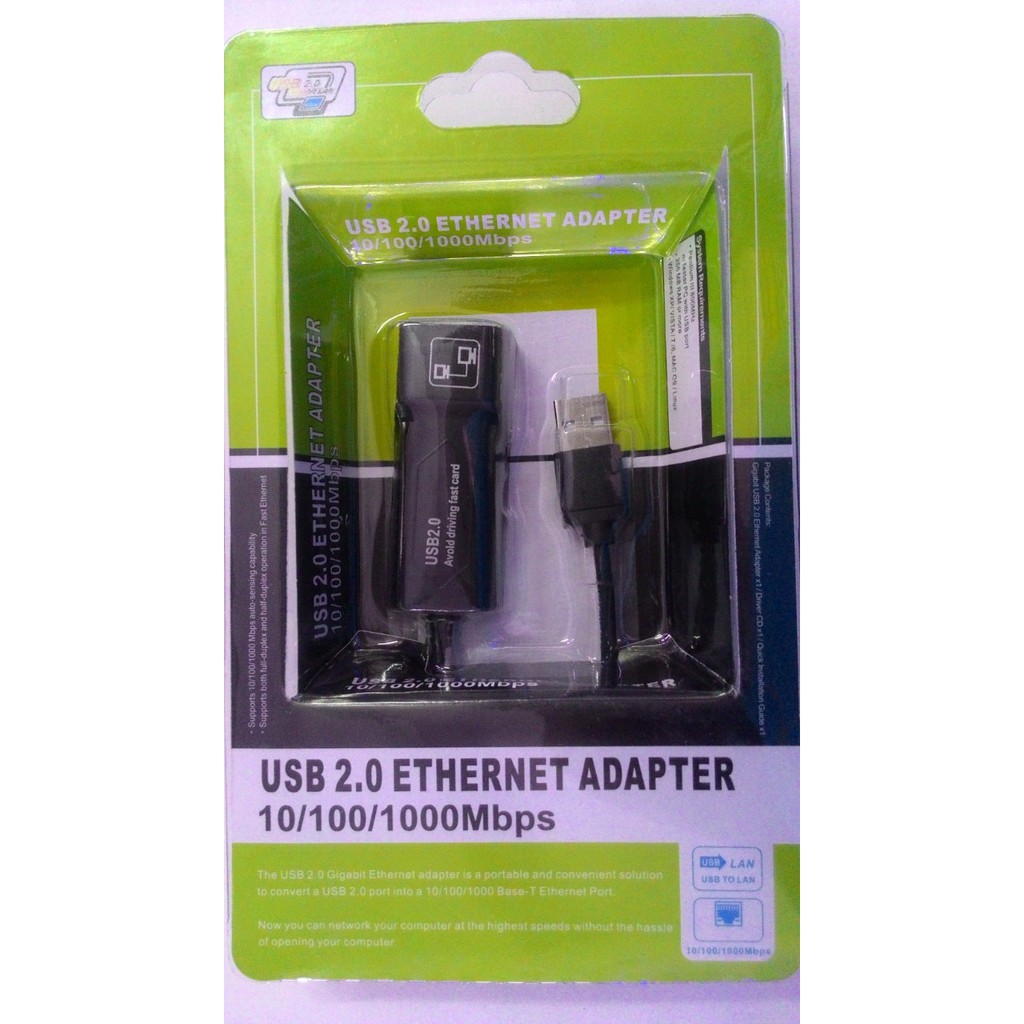 USB 2.0 to Ethernet Gigabit 10/100/1000 LAN Wired Network Adapter for Windows, Mac- hàng tốt