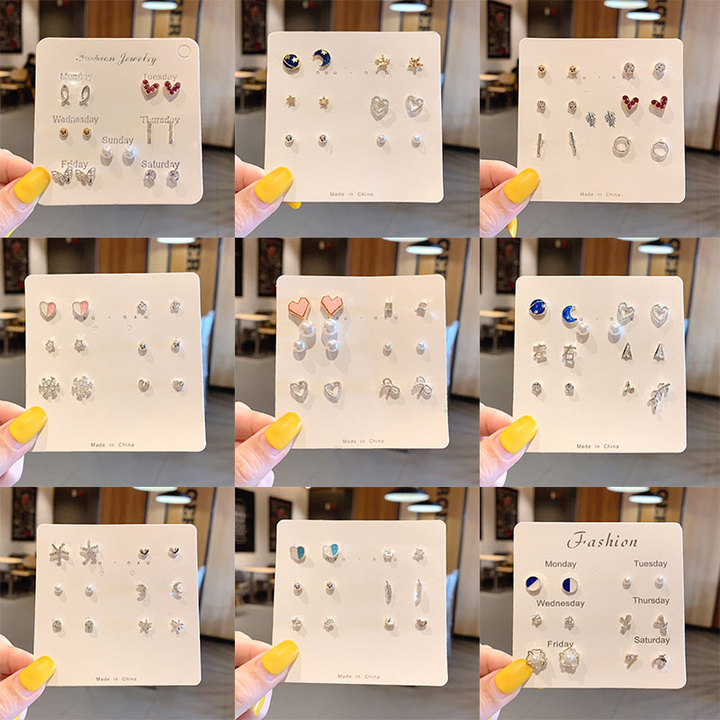 Set 7 Đôi Bông Tai Thiết Kế Đơn Giản Thời Trang Cho Nữ