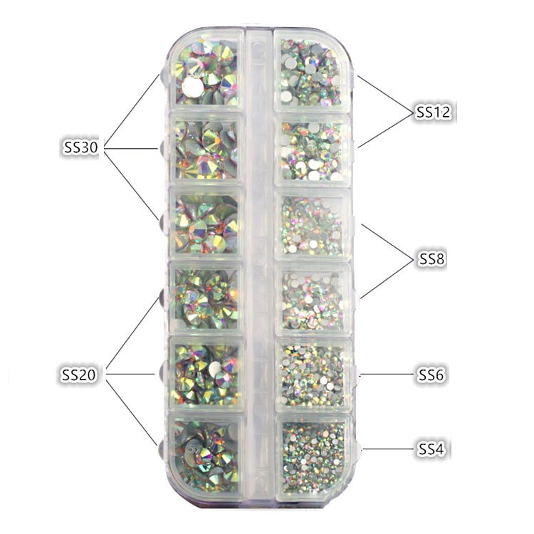 Set Hạt đá pha lê từ SS4 - SS30 Trang trí Nails, Móng tay