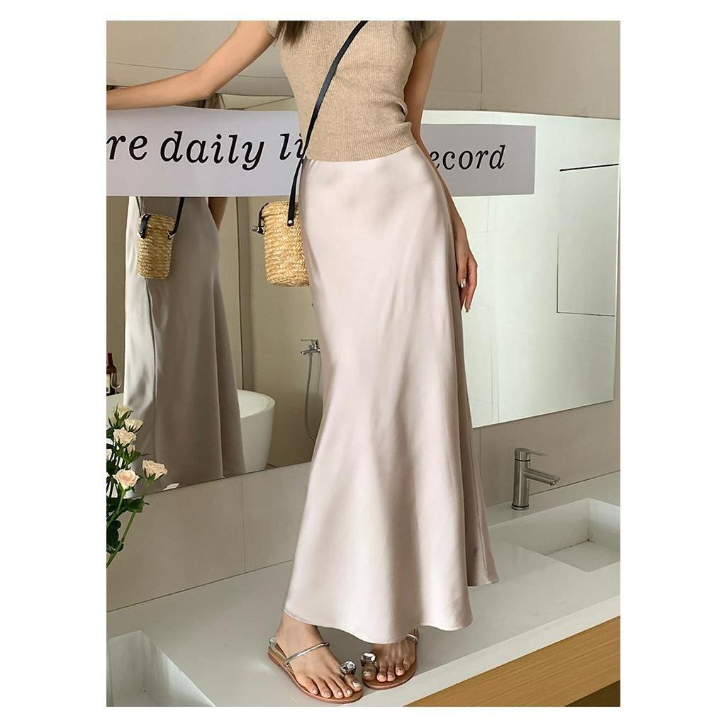 Chân Váy Đuôi Cá Vải Satin Lưng Cao Phong Cách Thời Trang Mới Mùa Hè 66189