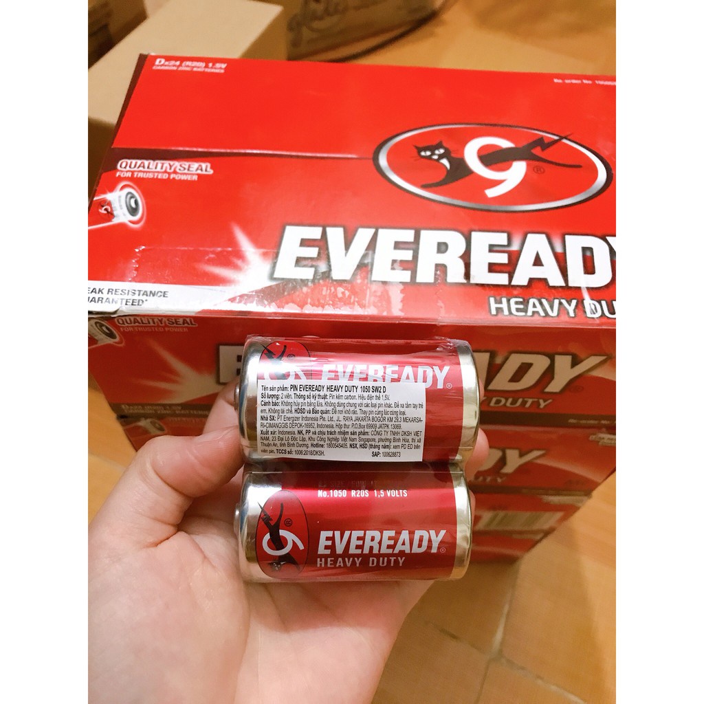 Vỉ 2 viên pin đại mèo đỏ EVEREADY 1.5V - Chính hãng