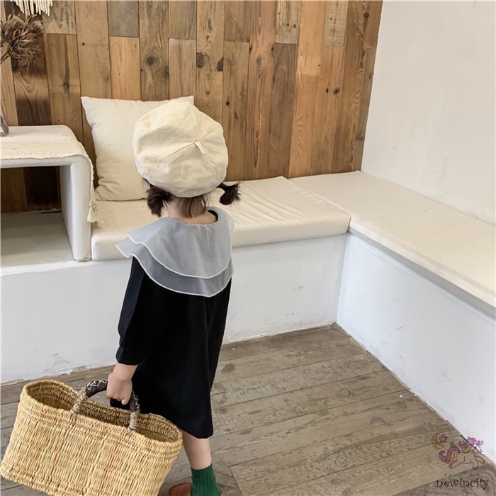 Váy tay phồng phối vải lưới sành điệu dành cho bé gái