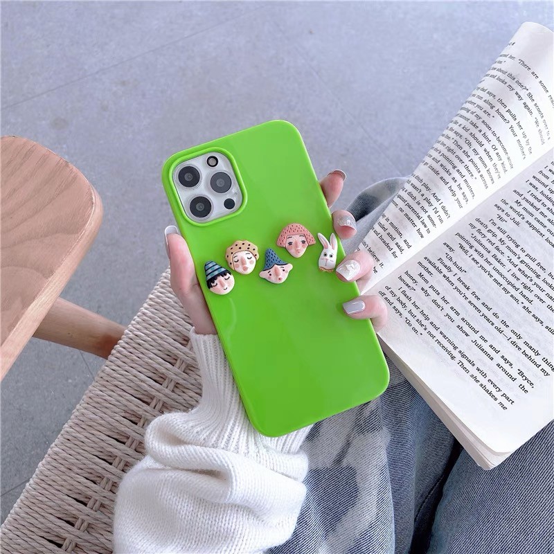 Ốp Điện Thoại tpu Màu Xanh Lá Cây Dễ Thương Cho Iphone 12 11 pro MAX XS MAX XR X 7 8 PLUS