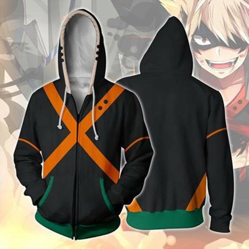 Áo Khoác Dây Kéo In Hình Học Viện Anh Hùng izuku shoto bakugo