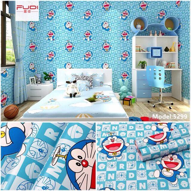 GIẤY DÁN TƯỜNG DOREMON CHỮ CÁI khổ 0.45mx10m có keo sẵn