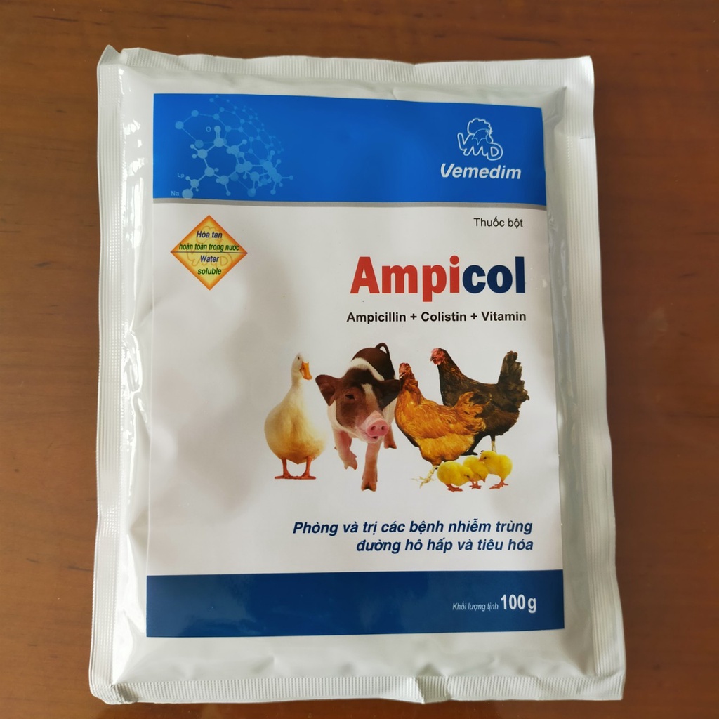 Vemedim Ampicol Dùng cho nhiễm trùng đường hô hấp và tiêu hóa ở gia súc, gia cầm