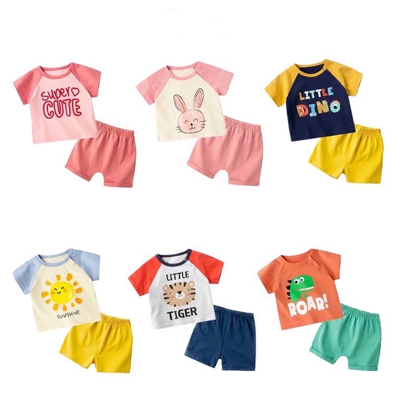 Bộ quần áo cộc tay cho bé 1-5 tuổi❤️ Bộ cộc tay K.Woo chất cotton lạnh siêu mềm mịn