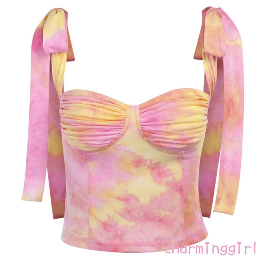 Áo Ống In Họa Tiết Nhuộm Màu Thời Trang Dành Cho Nữ