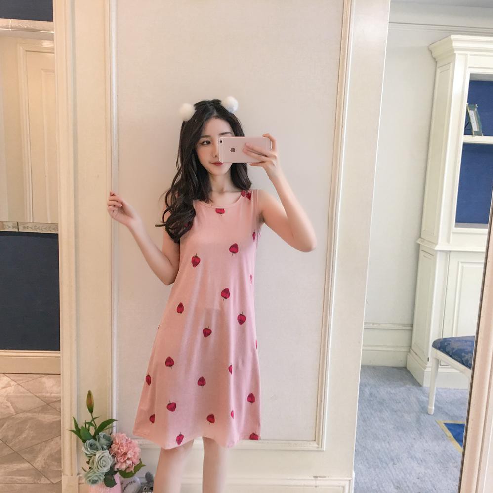 (Bán Sỉ) Váy Ngủ FREESHIP Váy Ngủ Dáng Dài Sát Nách Cotton Mềm Mịn Họa Tiết Dễ Thương Siêu Rẻ Siêu Đẹp AN07