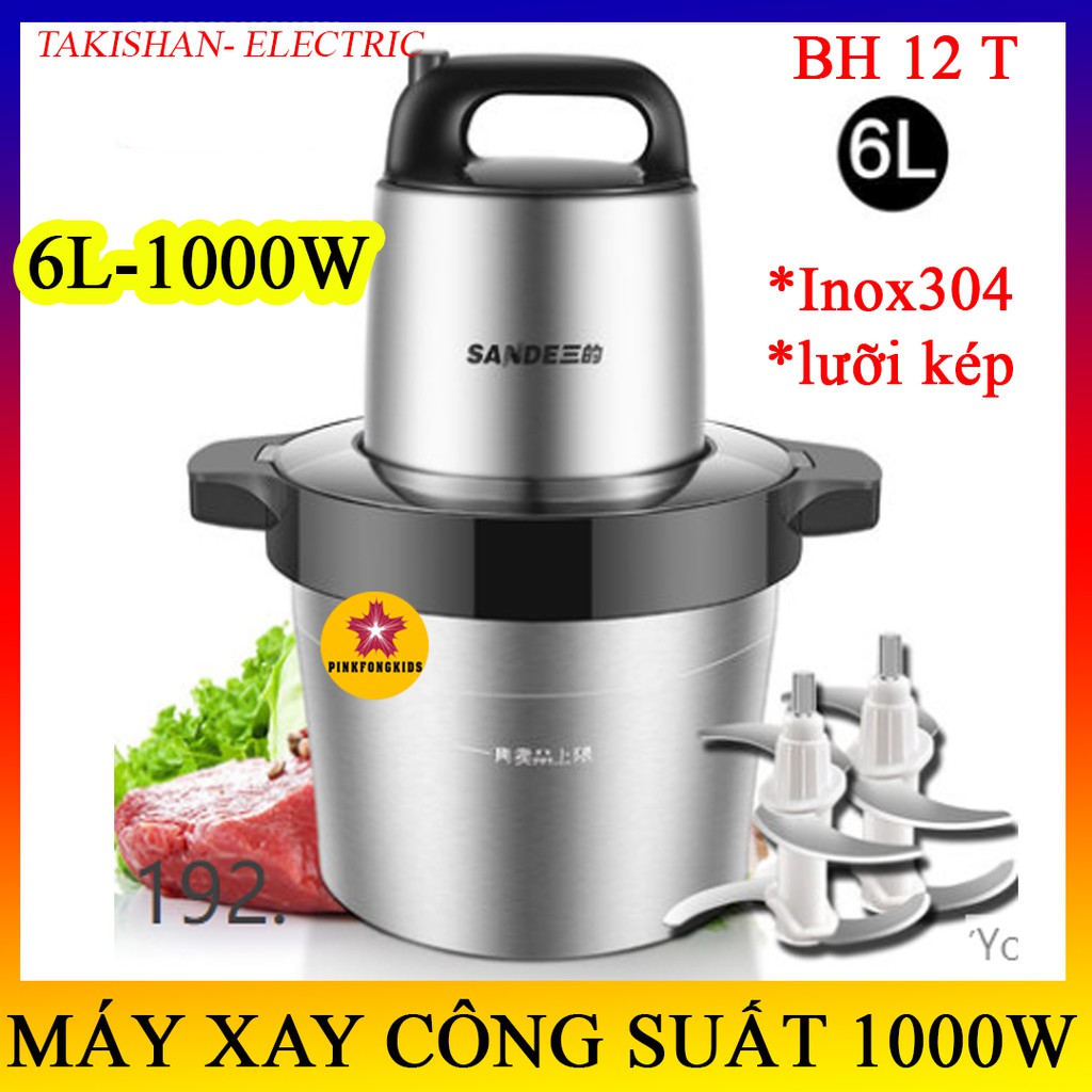 [KM 2 lưỡi dao kép] Máy xay thịt công suất lớn 1000W - 6L | SANDEE