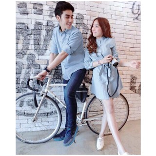 Đồ đôi nam nữ đẹp Set Váy nữ sơ mi nam đôi Hàn Quốc