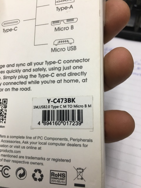 CÁP TYPE-C TO MICRO USB UNITEK (Y-C473BK) chuyển usb type-c (usb 3.1) sang cổng Micro USB.