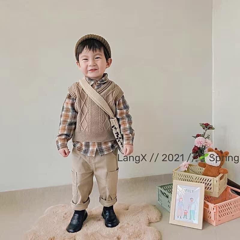 Set bộ 3 chi tiết ghile + sơ mi hàng QCCC cho bé