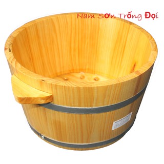 Chậu ngâm chân gỗ thông có hạt massage cao 22cm