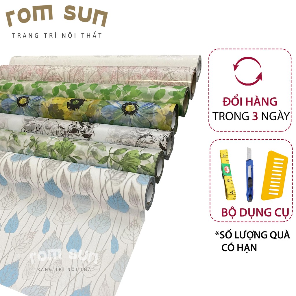 Khổ 90cm | Giấy dán kính cửa sổ văn phòng, decal dán kính mờ hoa lá xanh trắng phù hợp phòng ngủ,tắm