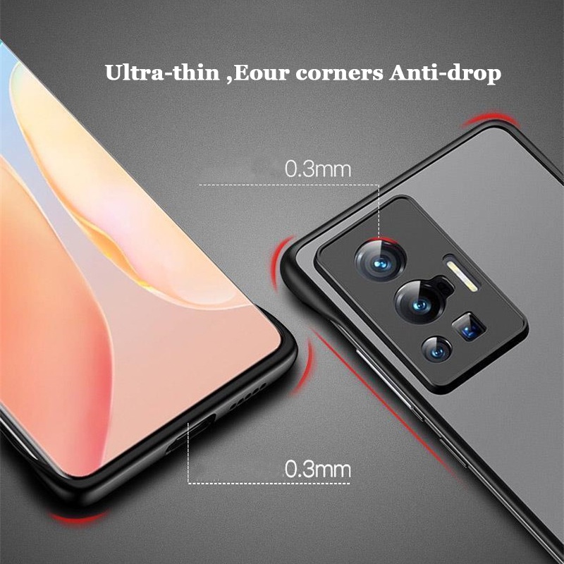 Ốp Điện Thoại PC Cứng Trong Suốt Mặt Nhám Không Viền Dọc Kèm Móc Xỏ Ngón Cho vivo X90 X80 X70 X Pro Plus