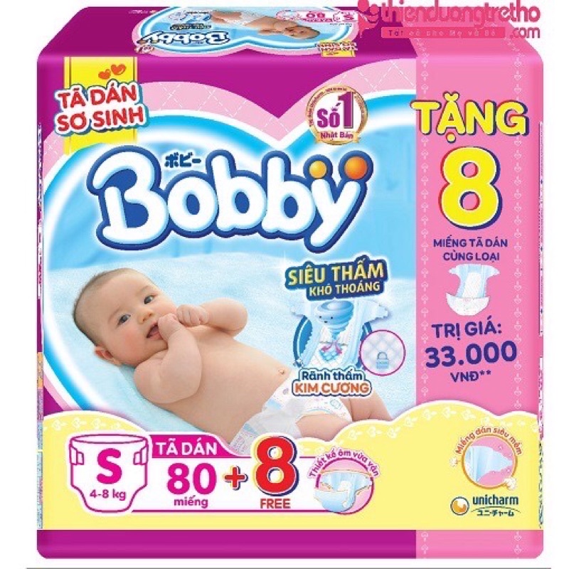 Tã Dán Bobby Size S(80+8)