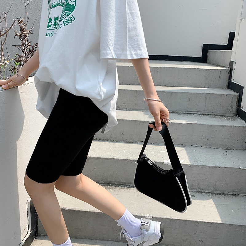 Quần Short Ôm Eo Cao Màu Đen Thời Trang Mùa Hè Cho Nữ Tập yoga