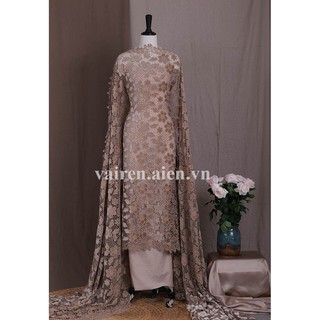Vải ren đẹp màu cà phê sữa lạ mắt _AXD-11