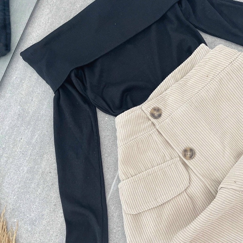 SET ÁO ĐỎ BẸT VAI TD x CHÂN VÁY ❤️ | BigBuy360 - bigbuy360.vn