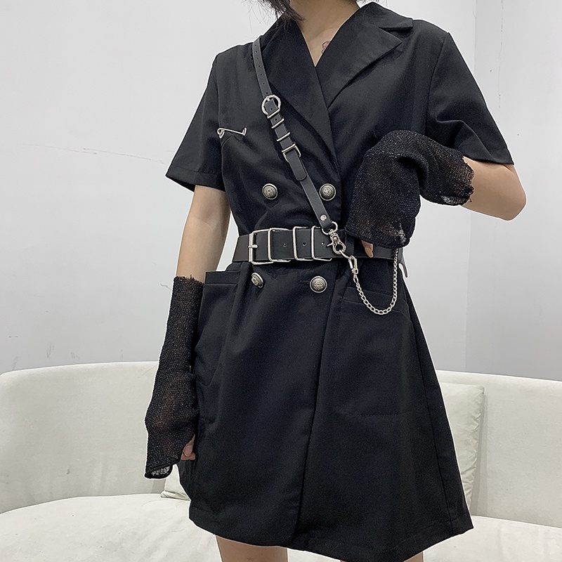 Thắt lưng phối dây xích có thể tháo rời phong cách Punk Hàn Quốc thời trang cho nam
