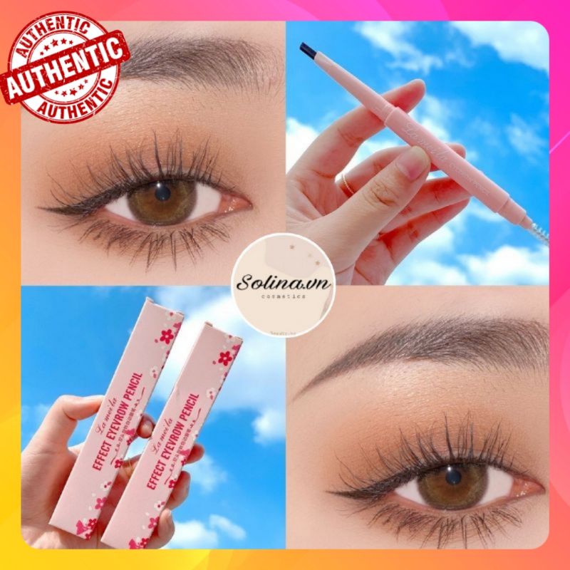 [Bán Buôn Sỉ] Chì Kẻ Mày Phong Cách Hàn Quốc Vỏ Hồng 2 Đầu Không Thấm Nước Lâu Trôi Lameila Innisfree Eyebrown